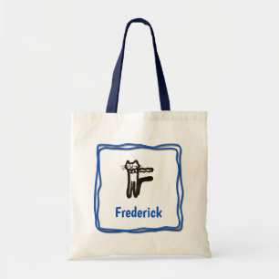 Tote Bag - Cat Letter F with Name in Frame