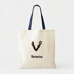 Tote Bag - Cat Letter V with Name