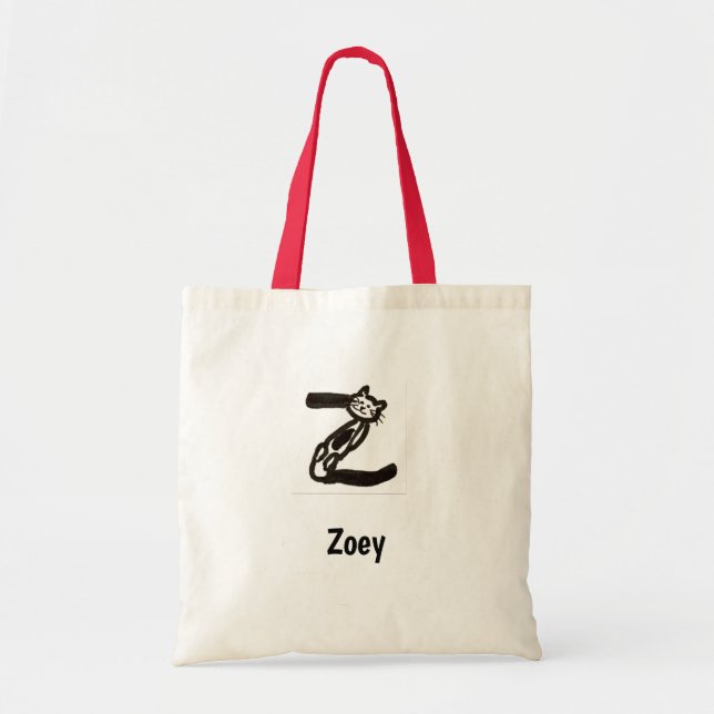 Tote Bag - Cat Letter Z with Name  (Front)