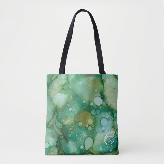 Tote Bag, "Colorburst Inkblots/Gold Dusted Flower" (Front)
