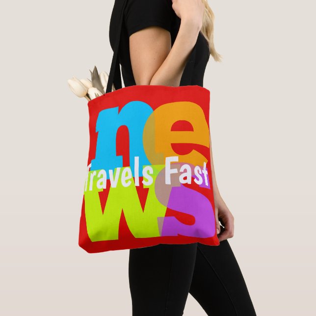 Tote Bag Colourful News Travels Fast Gift Bag Larg (Close Up)