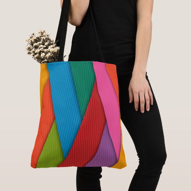 Tote Bag Colourful Triangles (Close Up)