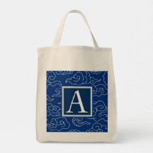 TOTE BAG CUSTOM INITIAL JAPANESE CLOUD PATTERN