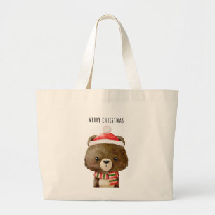 Tote Bag Cute Christmas Bear Face