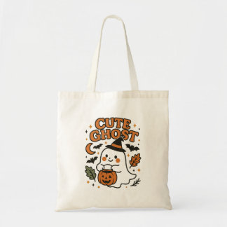 Tote Bag Cute Ghost Pumpkin Halloween Autumn Art