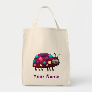 Tote Bag, Cute Ladybug Cartoon, Use Your Name!