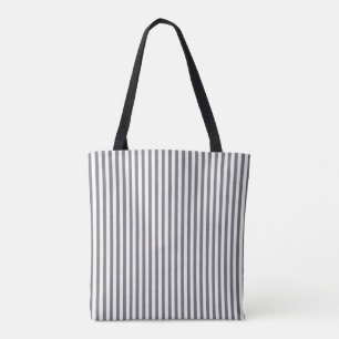 Tote Bag, Dark Beige & White Stripe Vertical Bag