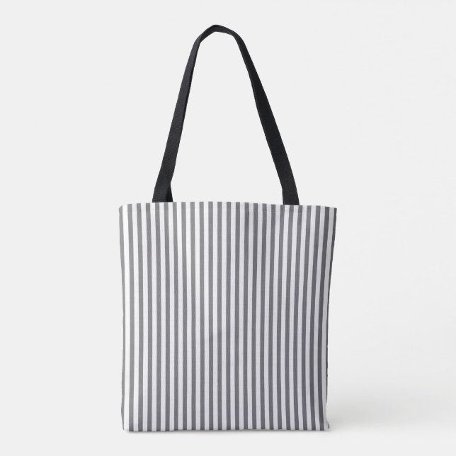 Tote Bag, Dark Beige & White Stripe Vertical Bag (Back)