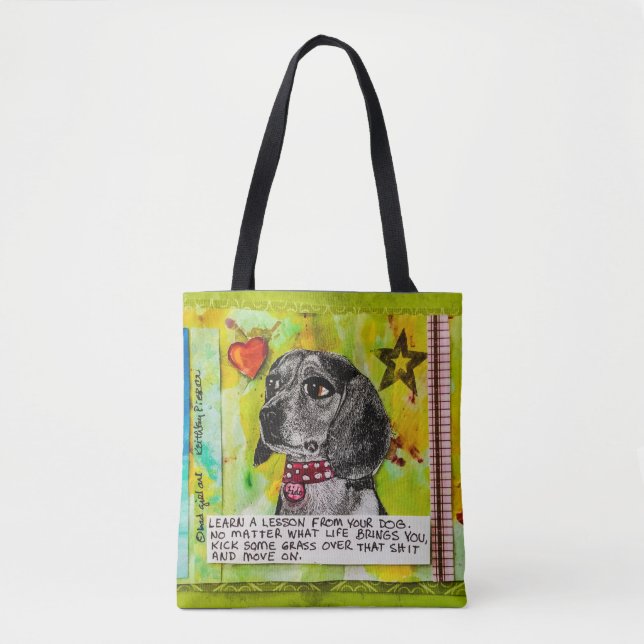 Tote bag. Dog on one side and cat on the other. (Front)
