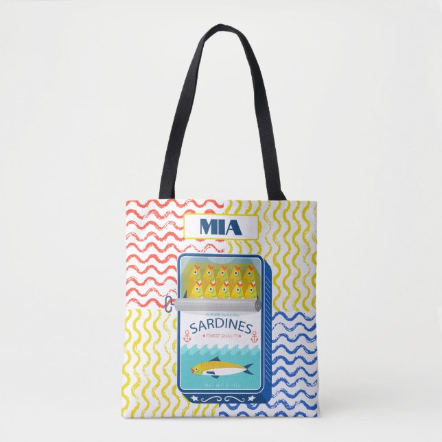 Tote Bag Eclectic Sardines Design | Customisable  (Front)