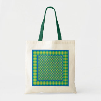 Tote Bag, Emerald and Blue, Checks and Polka Dots Bag