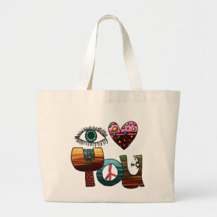 Tote Bag, Eye Heart You Doodle Design