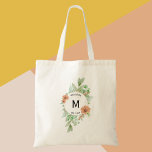 Tote bag, Floral Peach personalized birthday gift<br><div class="desc">A beautiful floral design with subtle personalization to show your friend or loved one that this gift was made especially for them. You can also choose to replace the birth year with a phrase like "WITH LOVE or "JUST FOR YOU". This makes a lovely gift for bridesmaids, friends, birthdays or...</div>