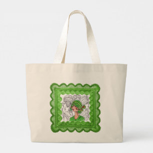 Tote Bag Green Flapper Girl