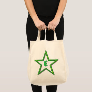 Tote Bag - Green Star with Initial