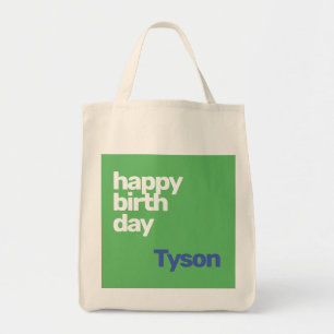 Tote Bag happy birthday custom green reusable
