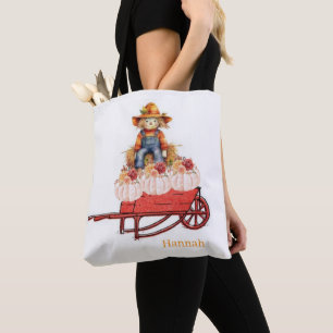 Tote Bag, Happy Halloween Scarecrow Pumpkin Bag