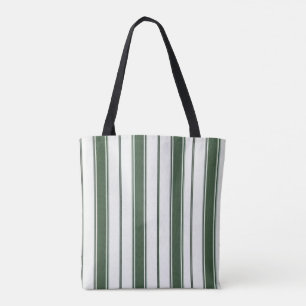 Tote Bag, Hunter Green & White Stripe Vertical Bag