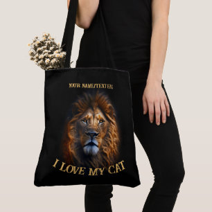 Tote Bag "I Love My Cat" Custom Personalised Text