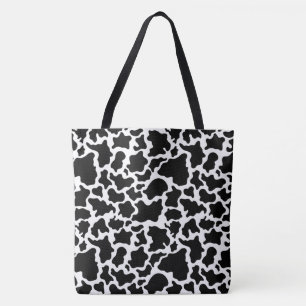 Tote Bag-Large Black & White Cow Spotted Print Bag
