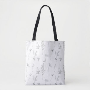 Tote Bag (Medium) - Floral Flowers Line Art