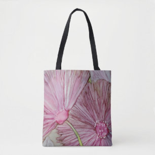 Tote Bag, Medium "Pretty Pink Flowers" Bag