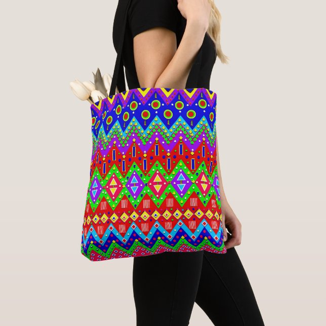 Tote Bag, Mexican Festive Colourful Designs (Close Up)