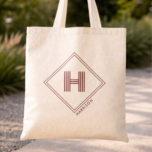 Tote Bag Modern Geometric Monogram Initial