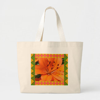 Tote Bag :: Orange Lily with artistic border