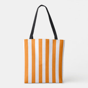 Tote Bag, Orange & White Stripe Vertical Bag