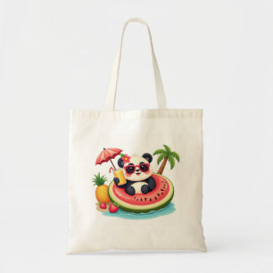 Tote Bag 🐼 Panda on Kiwi Float Summer Style