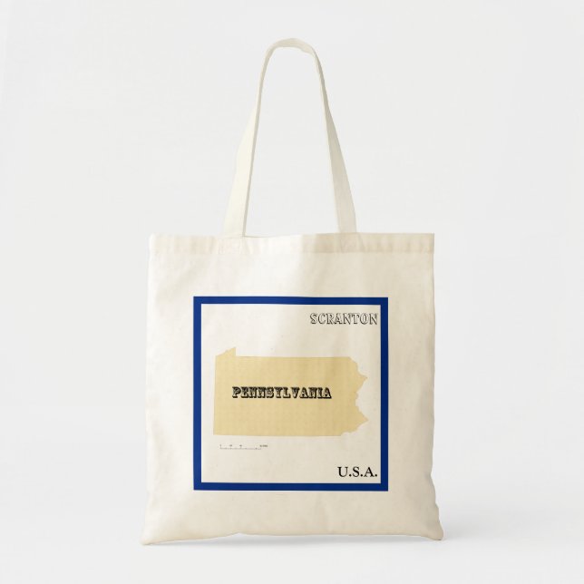 Tote Bag - Pennsylvania State Map with City (Front)