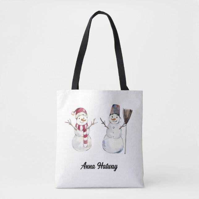 Tote Bag | Personalised Snowman Friends (Front)