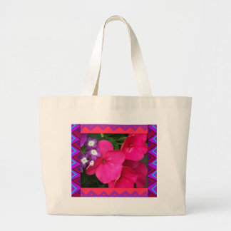 Tote Bag :: Pink Impatiens with artistic border