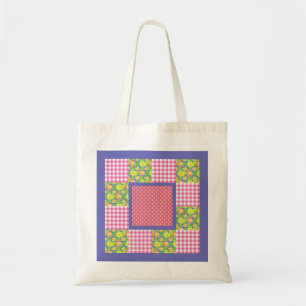 Tote Bag: Pink: Primroses, Polka Dots, Gingham