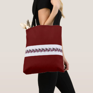 Tote Bag - Plum Blossoms on White Stripe