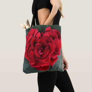 Tote Bag Red Rose Petals Red Heart Gift Bag Large
