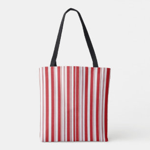 Tote Bag, Red & White Stripe Vertical Bag