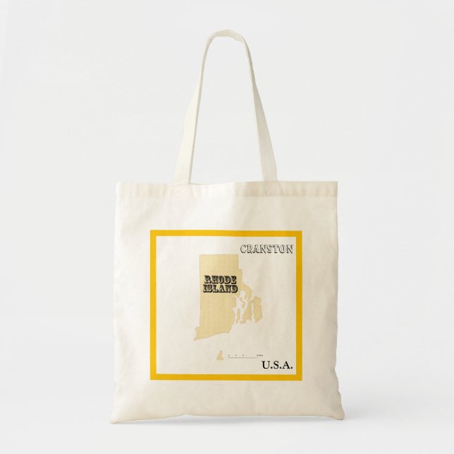 Tote Bag - Rhode Island State Map with City (Front)