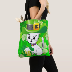 Tote Bag Saint Patrick's Day Cat Beer