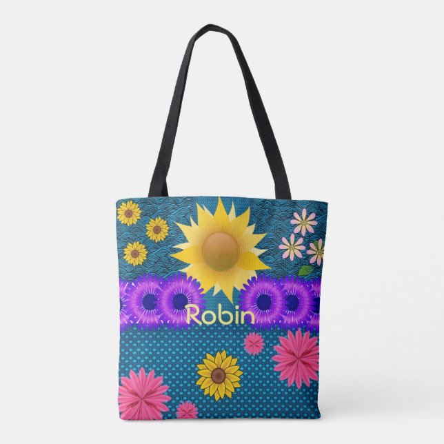 tote bag sunflowers Robin (Back)