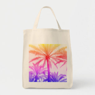 Tote Bag sunset vacation palm tree 80s pink purple