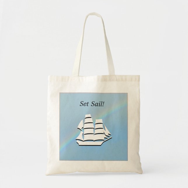 Tote Bag - Tall Ship with Rainbow Arch (Front)