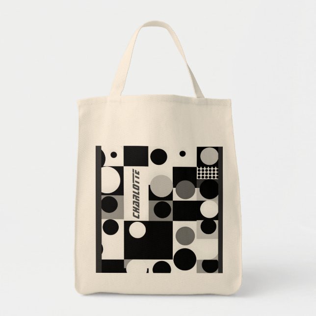 Tote Bag  Throw Pillow Bauhaus 60s Black white abs (Front)