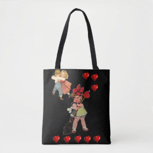 Tote bag valentines day love hearts