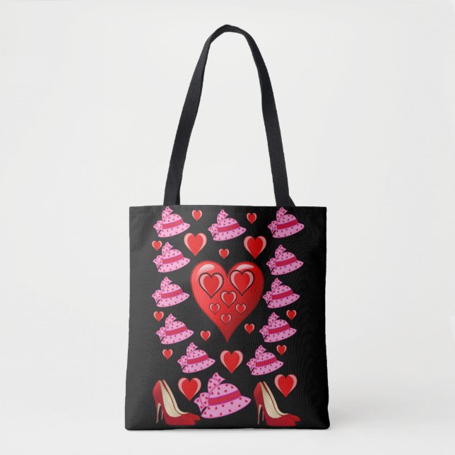 tote bag valentines day love hearts (Front)
