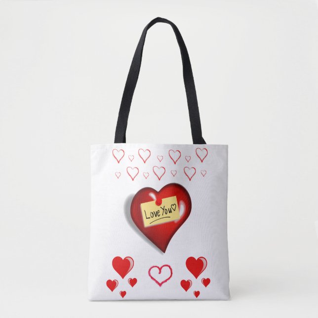 Tote bag valentines day love hearts (Front)