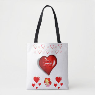 Tote bag valentines day love hearts