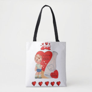 Tote bag valentines day love hearts