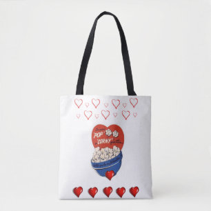Tote bag valentines day love hearts